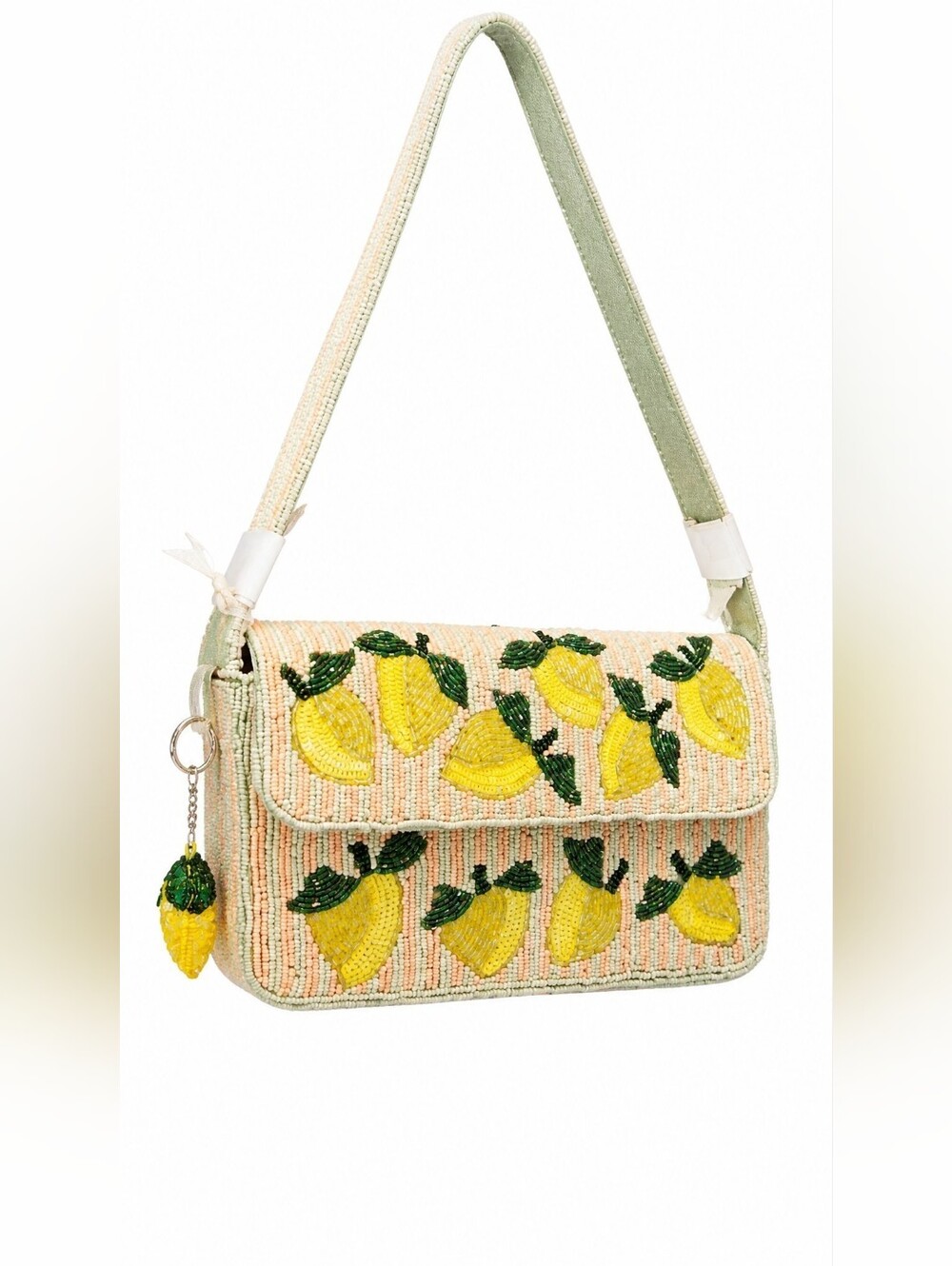 NWT Viral Beaded Lemon Shoulder Bag & Matching Lemon Charm - Cottagecore Trendy - Picture 2 of 16